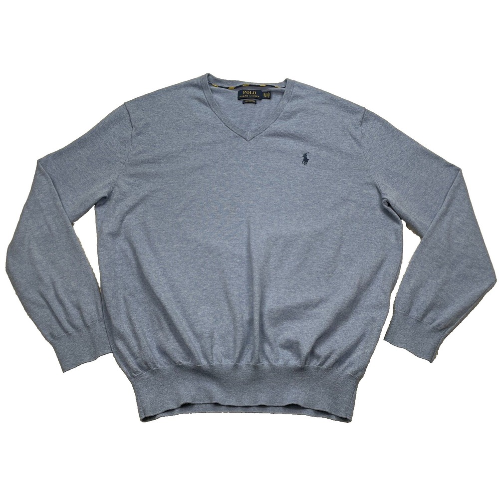 Polo Ralph Lauren V-Neck‎ Sweater Men's Size XL Long Sleeve Pima Cotton Pullover
